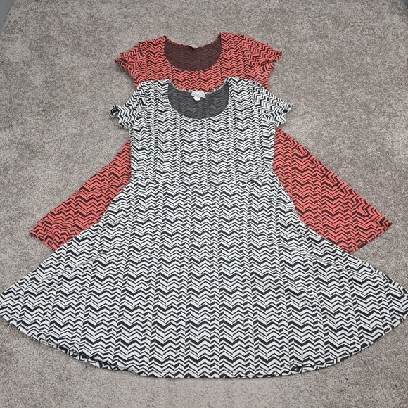 Allison Brittney Dresses & Skirts - Allison Brittney Womens Chevron Fit and Flare Skater Dress 2 Pack Black Coral XL